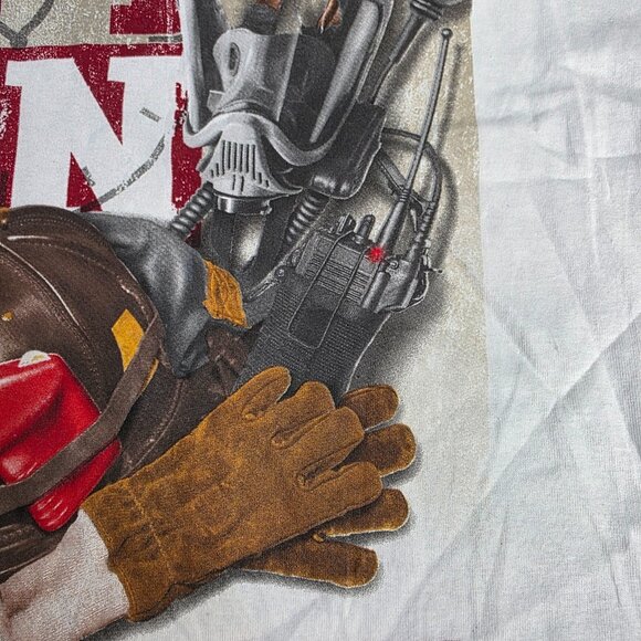 Firefighter Shirt Mens Large White Brotherhood Fireman white Vintage Y2K 2002 - Picture 9 of 14